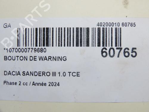 Warning switch DACIA SANDERO III 1.0 TCe 90 | BP38527452I22  - Image 5