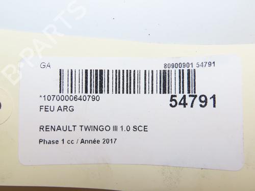 Venstre baglygte RENAULT TWINGO III (BCM_, BCA_) 1.0 SCe 70 (BCMB) (69 hp) 28802329