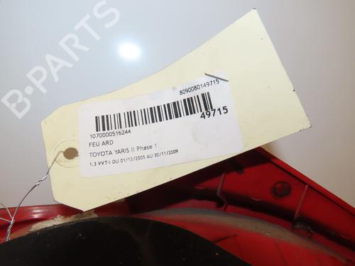 Used Right taillight TOYOTA YARIS (_P9_) 1.3 VVT-i (SCP90_, SCP90R) (87 hp) 17469329