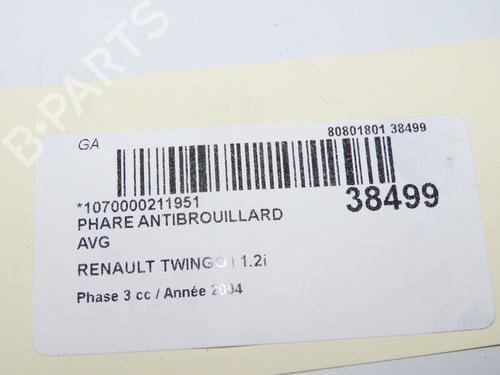 Used Left front fog light Left front fog light RENAULT TWINGO I (C06_) 1.2 (C066, C068) (58 hp) 34333585 34333585
