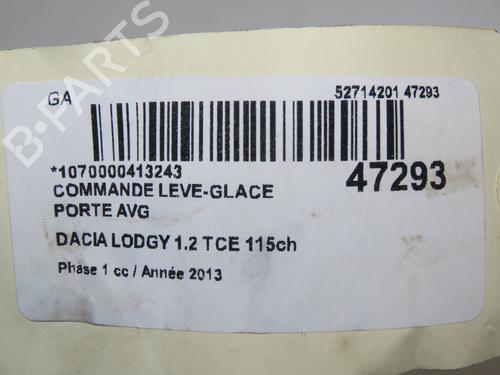Used Left front window switch Left front window switch DACIA LODGY (JS_) 1.2 TCe (JSAY, JSM0) (115 hp) 12116913 12116913