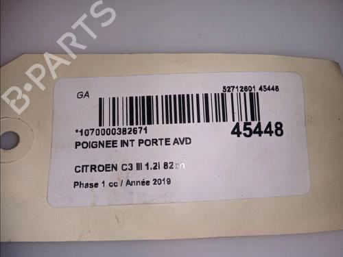 Used Front right interior door handle Front right interior door handle CITROËN C3 III (SX) 1.2 PureTech 82 (83 hp) 11102386 11102386