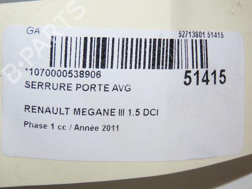 Used Front left lock RENAULT MEGANE III Hatchback (BZ0/1_, B3_) 1.5 dCi (BZ0C) (90 hp) 28802023