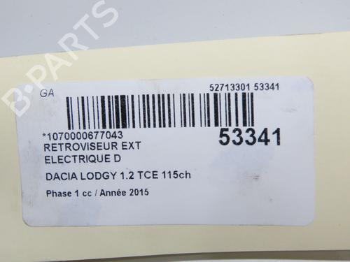 Used Right mirror Right mirror DACIA LODGY (JS_) 1.2 TCe (JSAY, JSM0) (115 hp) 33188194 33188194