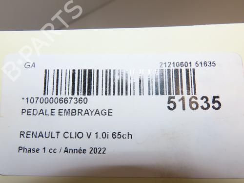 koblingspedal RENAULT CLIO V (B7_) 1.0 SCe 65 (B7MG) | BP29345201I13  - Image 5