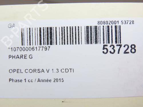 Venstre forlygte OPEL CORSA E (X15) 1.3 CDTI (08, 68) | BP28969469C28 