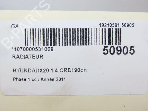 Used Water radiator HYUNDAI ix20 (JC) 1.4 CRDi (90 hp) 18709773
