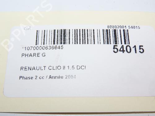 Venstre forlygte RENAULT CLIO II (BB_, CB_) 1.5 dCi (B/CB08) | BP29415191C28 
