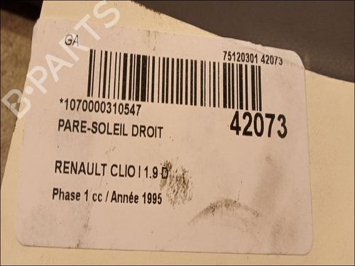 Used Right sun visor Right sun visor RENAULT CLIO I (B/C57_, 5/357_) 1.9 D (B/C/S576, B/C/S57L) (64 hp) 9617482 9617482