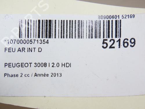 Used Right tailgate light PEUGEOT 3008 I MPV (0U_) 2.0 HDi 150 / BlueHDi 150 (150 hp) 24359133