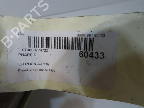 Used Right headlight Right headlight CITROËN AX (ZA-_) 10 (50 hp) 40110763 40110763