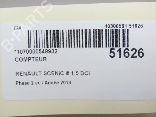 Instrument cluster RENAULT SCÉNIC III (JZ0/1_) 1.5 dCi | BP19326537C47 