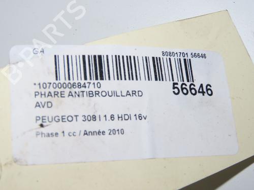 Feu de brouillard avant droit PEUGEOT 308 I (4A_, 4C_) 1.6 HDi (92 hp) 31984650