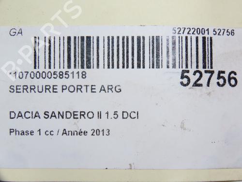 Rear left lock DACIA SANDERO II 1.5 dCi | BP28802127C100 
