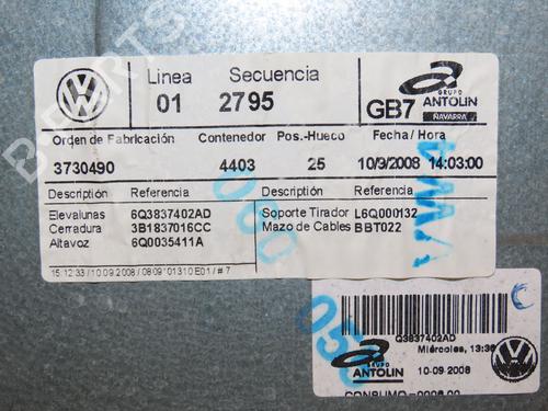 Front right window mechanism VW POLO IV (9N_, 9A_) 1.2 | BP28831114C23