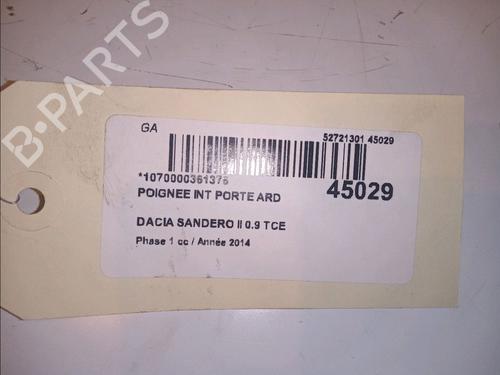 Used Rear right interior door handle DACIA SANDERO II TCe 90 (B8M1, B8MA, B8AC) (90 hp) 11103269