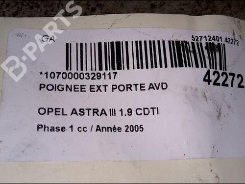 Høyre foran utvendig håndtak OPEL ASTRA H (A04) 1.9 CDTI 16V (L48) | BP9619027C129 