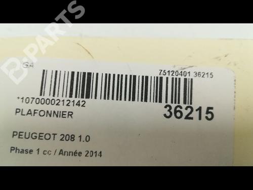 Interior roof light PEUGEOT 208 I (CA_, CC_) 1.0 VTi | BP9604888I8