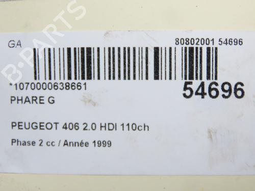 Used Left headlight Left headlight PEUGEOT 406 (8B) 2.0 HDI 110 (109 hp) 32873002 32873002