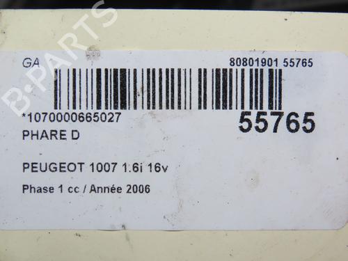 Used Right headlight PEUGEOT 1007 (KM_) 1.6 16V (109 hp) 30893465