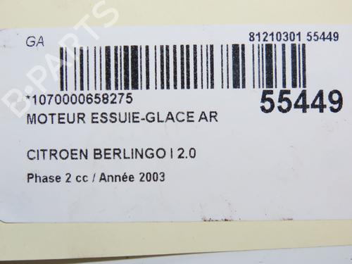 Used Rear wiper motor CITROËN BERLINGO / BERLINGO FIRST MPV (MF_, GJK_, GFK_) 2.0 HDI 90 (MFRHY) (90 hp) 30767493