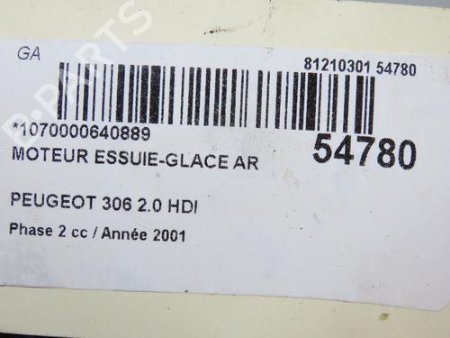 Used Rear wiper motor PEUGEOT 306 Hatchback (7A, 7C, N3, N5) 2.0 HDI 90 (90 hp) 32308444