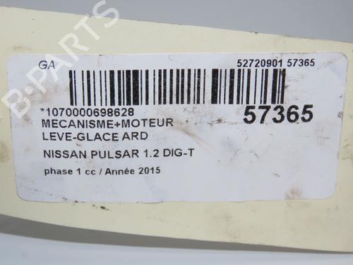 Rudehejsemekanisme Højre bagtil NISSAN PULSAR Hatchback (C13) 1.2 DIG-T (115 hp) 32308420