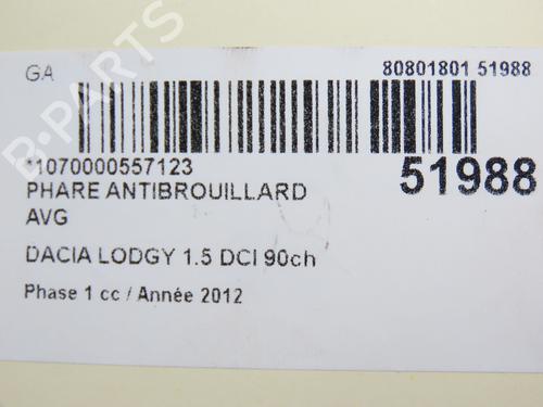 Used Left front fog light Left front fog light DACIA LODGY (JS_) 1.5 dCi (90 hp) 28802232 28802232