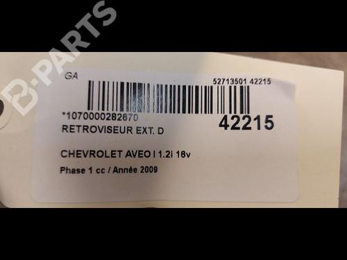 Right mirror CHEVROLET AVEO / KALOS Hatchback (T250, T255) 1.2 LPG | BP9614458C27