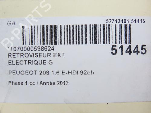 Left mirror PEUGEOT 208 I (CA_, CC_) 1.6 HDi | BP23934468C26 