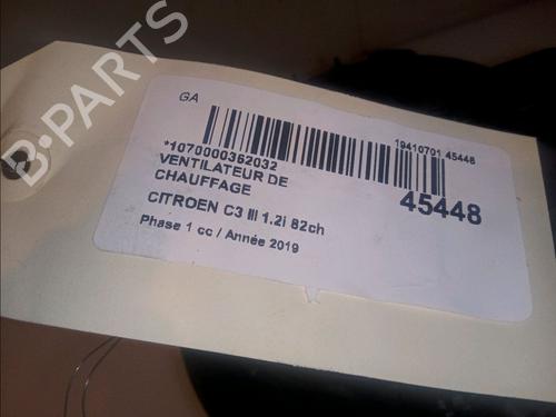 Used Heater blower motor Heater blower motor CITROËN C3 III (SX) 1.2 PureTech 82 (83 hp) 11099568 11099568