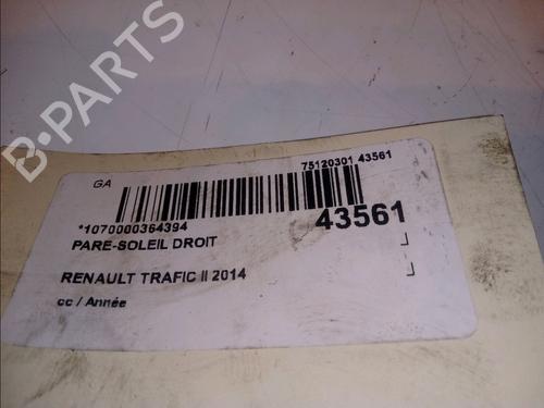 Højre solskærm RENAULT TRAFIC II Van (FL) 2.0 dCi 90 (FL0H, FL00, FL01, FL0M, FL0P, FL0S) (90 hp) 11103846