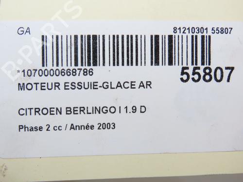Used Rear wiper motor CITROËN BERLINGO / BERLINGO FIRST MPV (MF_, GJK_, GFK_) 1.9 D (MFWJZ) (70 hp) 30164381