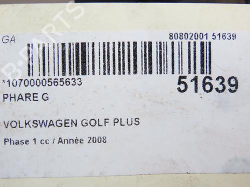 Left headlight VW GOLF PLUS V (5M1, 521) 1.9 TDI | BP28832522C28 