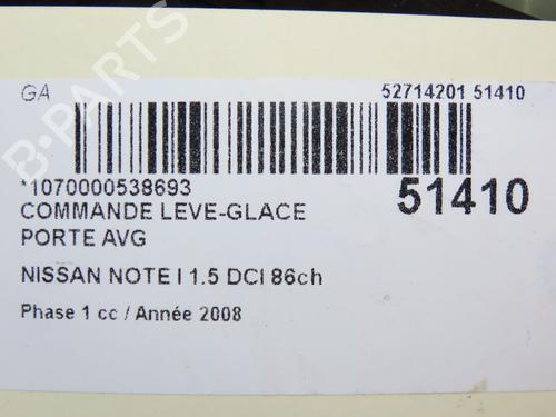 Used Left front window switch NISSAN NOTE (E11, NE11) 1.5 dCi (86 hp) 28968873