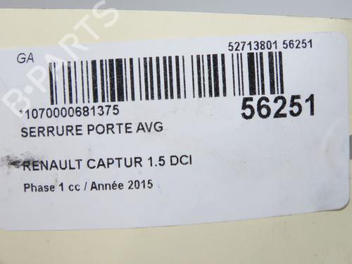 Used Front left lock RENAULT CAPTUR I (J5_, H5_) 1.5 dCi 90 (J5N4, J5M5, J5MW, J5M6, J5AL, J5AJ) (90 hp) 31912163