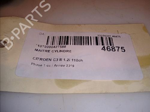 Used Brake master cylinder CITROËN C3 III (SX) 1.2 THP 110 (SXHNPS, SXHNZT, SXHNZ6) (110 hp) 12128781