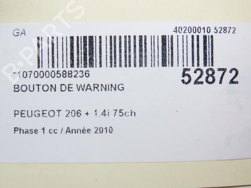 Advarselsbryter PEUGEOT 206+ (2L_, 2M_) 1.4 i (2LKFWA, 2MKFWA) (75 hp) 28801694