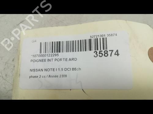 Used Rear right interior door handle NISSAN NOTE (E11, NE11) 1.5 dCi (86 hp) 9598417