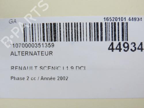 Generator RENAULT SCÉNIC I MPV (JA0/1_, FA0_) 1.9 dCi (JA05, JA1F) | BP13077471M7