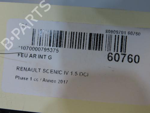 Used Left tailgate light Left tailgate light RENAULT SCÉNIC IV (J9_) 1.5 dCi 110 (110 hp) 39893997 39893997