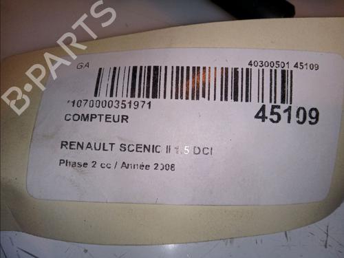 Instrument cluster RENAULT SCÉNIC II (JM0/1_) 1.5 dCi (JM1E, JM16) | BP12538315C47 