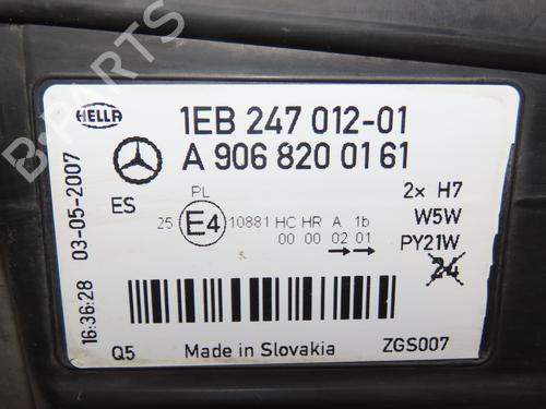 Used Left headlight MERCEDES-BENZ SPRINTER 3,5-t Van (B906) 311 CDI (906.631, 906.633, 906.635, 906.637) (109 hp) 29441828