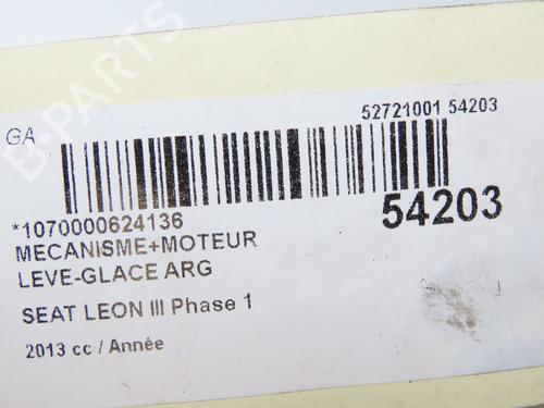 Rudehejsemekanisme venstre bagtil SEAT LEON (5F1) 1.2 TSI (105 hp) 29601120