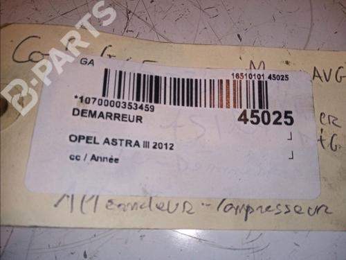 Starter OPEL ASTRA J (P10) 1.4 Turbo (68) | BP11099215M8 