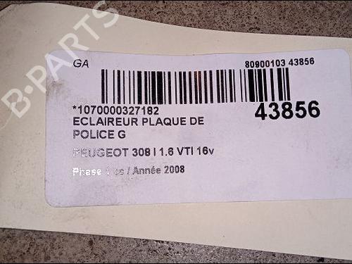 Used Licence plate light PEUGEOT 308 I (4A_, 4C_) 1.4 16V (95 hp) 14880821