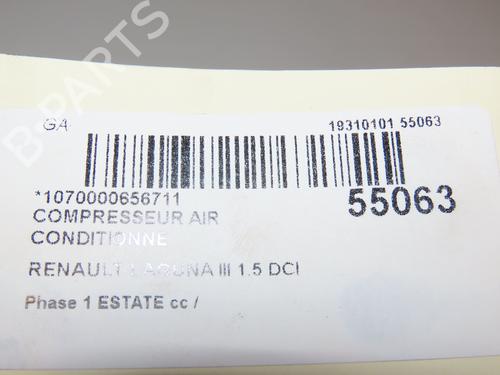 Used AC compressor RENAULT LAGUNA III Grandtour (KT0/1) 1.5 dCi (KT0A, KT0R, KT02) (110 hp) 29215995