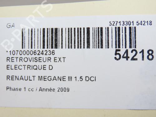 Bakspejl Højre RENAULT MEGANE III Hatchback (BZ0/1_, B3_) 1.5 dCi | BP28831396C27 