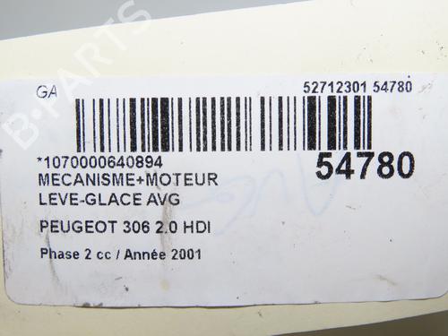 Used Front left window mechanism PEUGEOT 306 Hatchback (7A, 7C, N3, N5) 2.0 HDI 90 (90 hp) 32308396