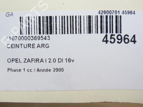 Venstre bak beltestrammer OPEL ZAFIRA A MPV (T98) 2.0 DI 16V (F75) | BP24358927C89 